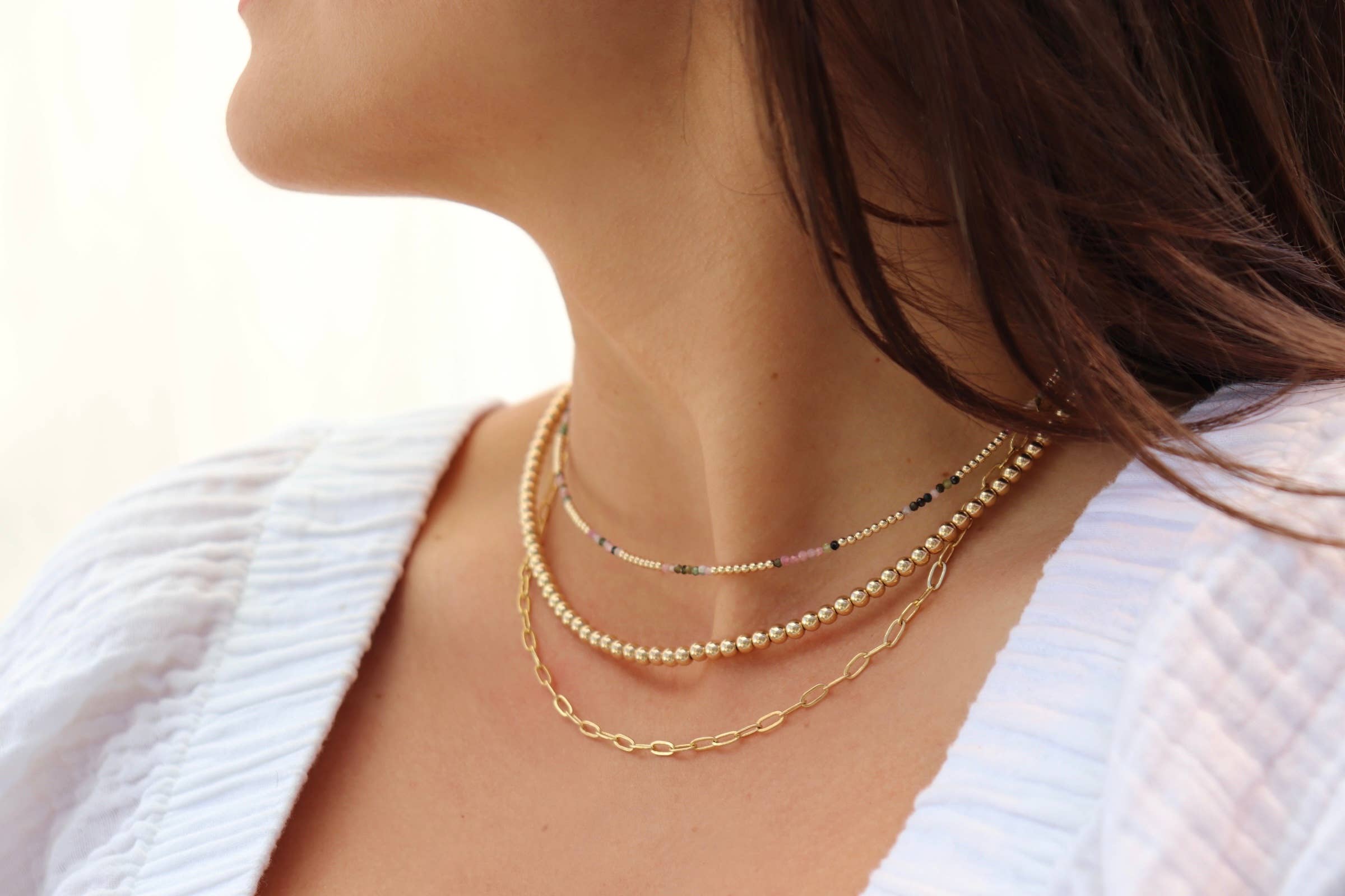 Kaylie Dawn Jewelry - Wholesale Beaded/Pearl Necklace - Jane 14K Gold Filled Classic Gold Beaded Necklace in 5mm6