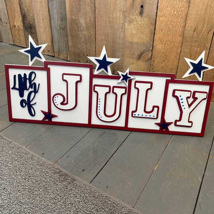 4. juli stående udskæring, boligindretning, håndværk diy kit for engroshandel hos Rustic Home Co LLC