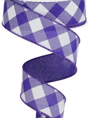 1.5"X10YD DIAGONAL CHECK ON ROYAL - PURPLE/WHITE - RGA126423 for wholesale by General Wholesale Inc