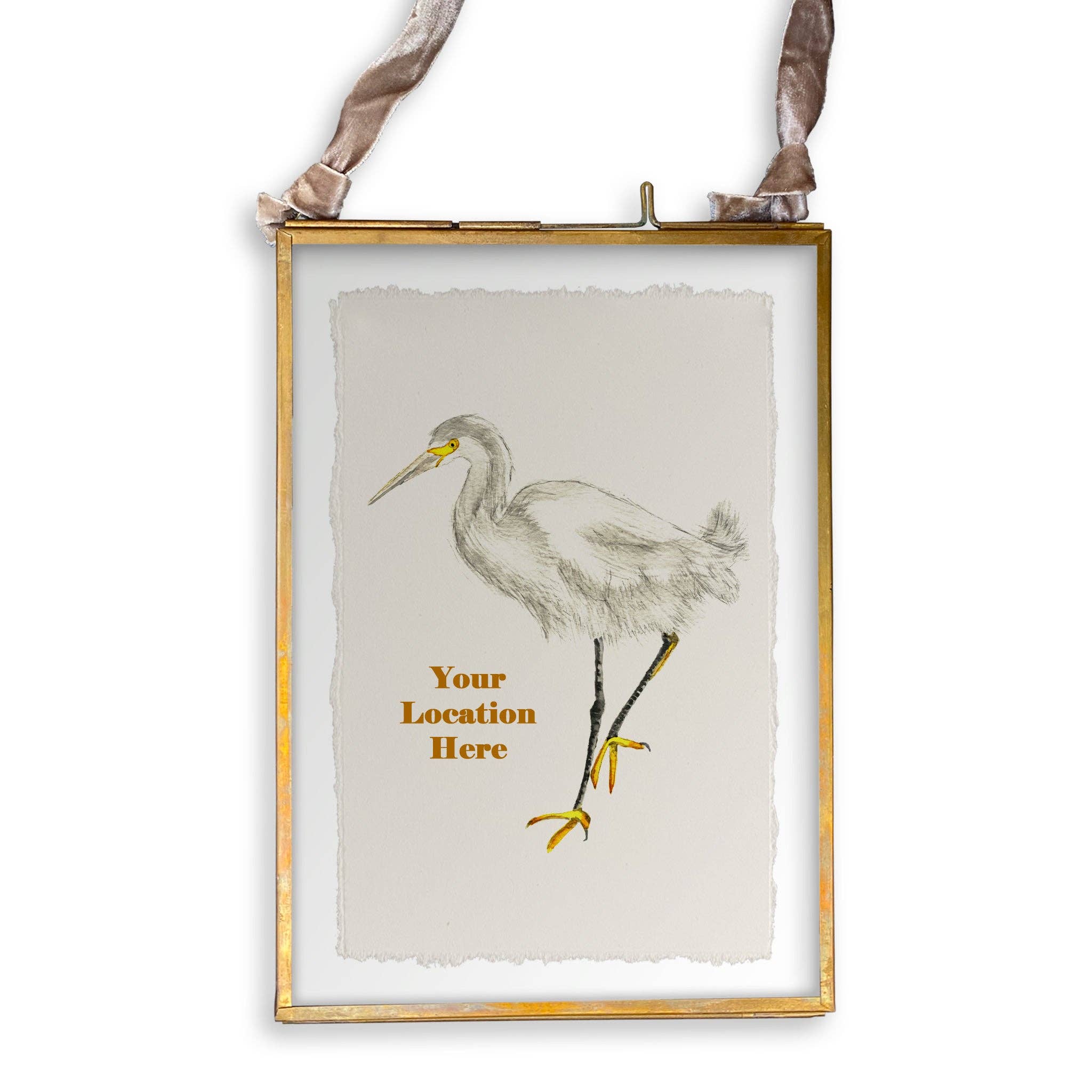 French Graffiti - Wholesale Tea Towel - Egret with Location13