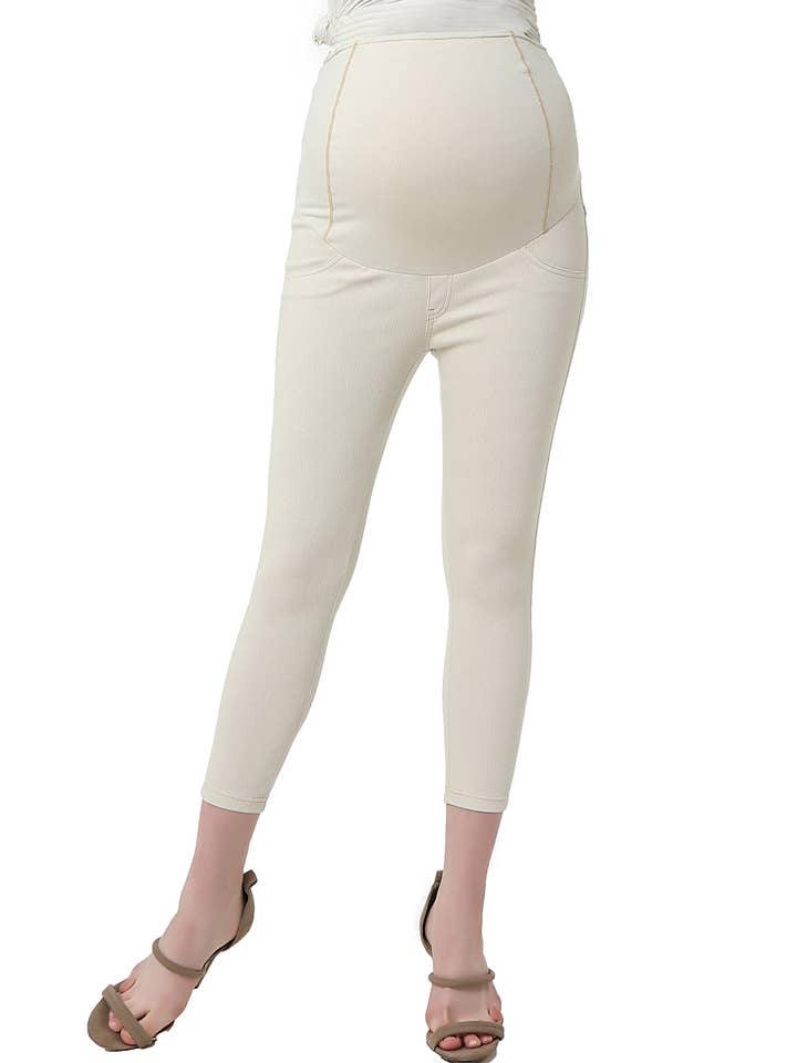 Kimi + Kai Maternity "Tia" Cropped Jeggings Tan for wholesale on Faire