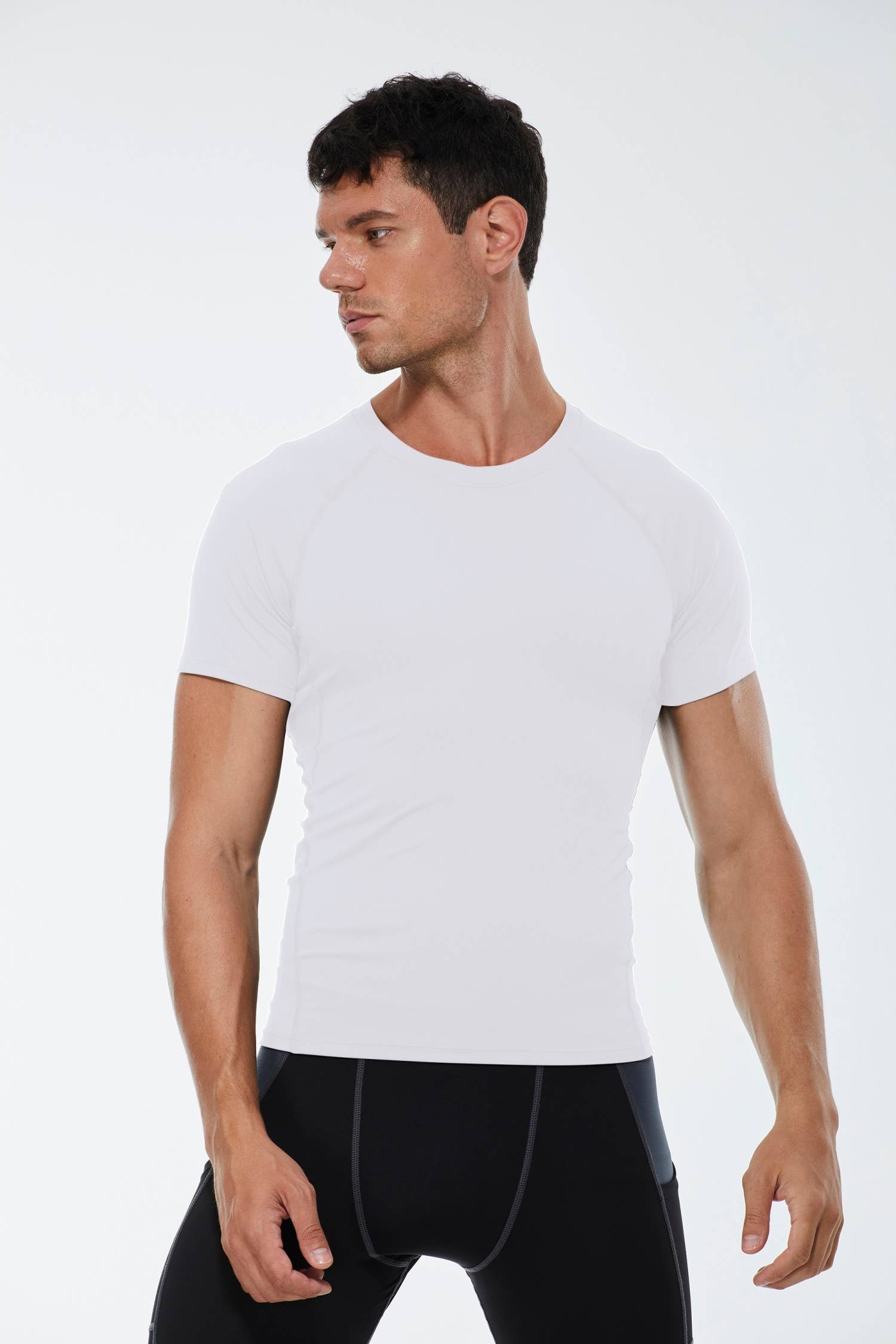 Active by Anna-Kaci - Vente Haut de sport – homme - T-shirt à manches courtes de compression en tissu stretch chiné15