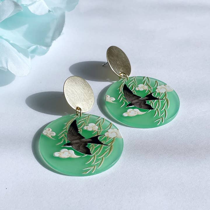 Pearl and Ivy Studio - Wholesale Dangle Earrings - Bird statement earrings vintage style - Soaring2