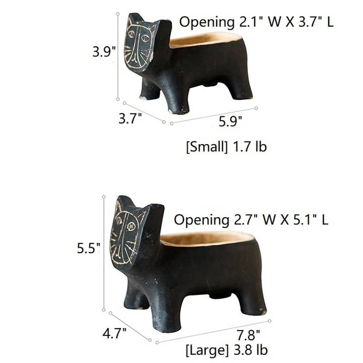 Rustic Reach - Wholesale Plant Pot - Cat Shape Small Planter in Concrete