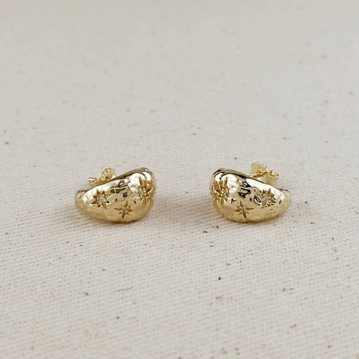 GoldFi - Wholesale Hoop Earrings - Hammered Crescent Moon Earrings