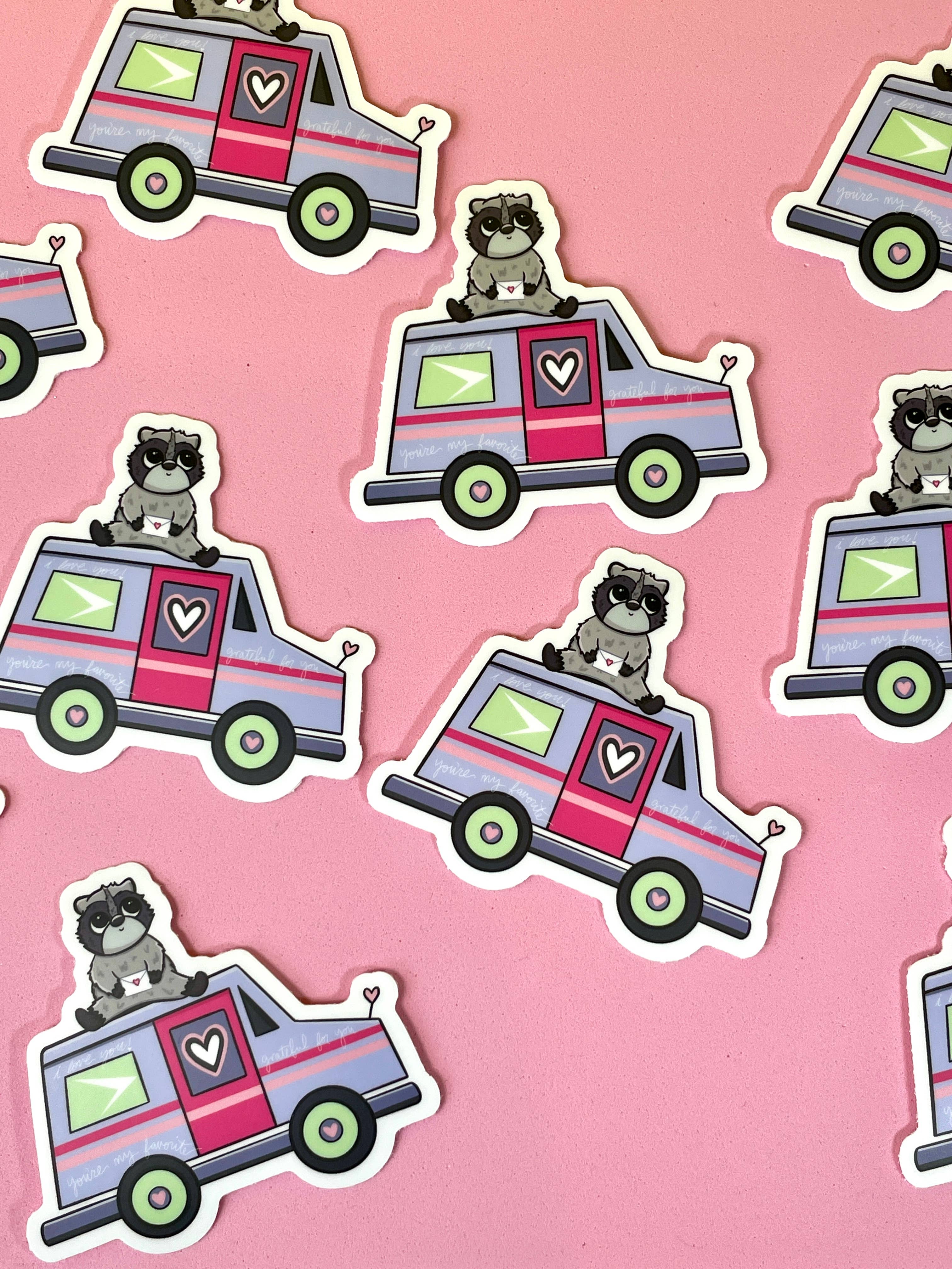 quirky burp illustrations - Wholesale Sticker - Postal Service Love Letter Truck Waterproof Vinyl Sticker2