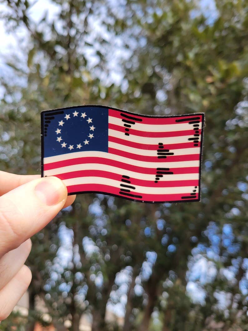 Pilgrim Trading Post - Wholesale Sticker - 13 Colonies American Flag Sticker1