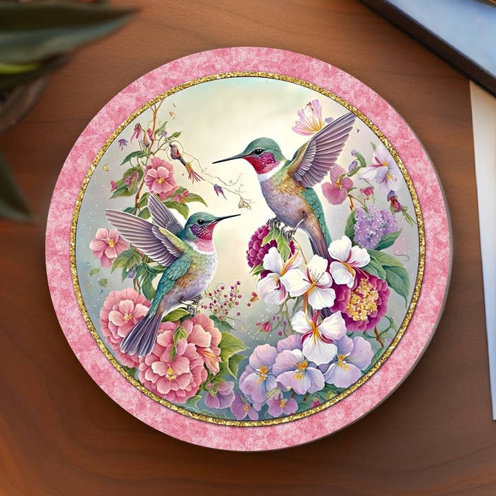 Ceramic Hummingbird Coaster, Nature-Inspired, Eco-Chic Decor for wholesale by Fernville Creations
