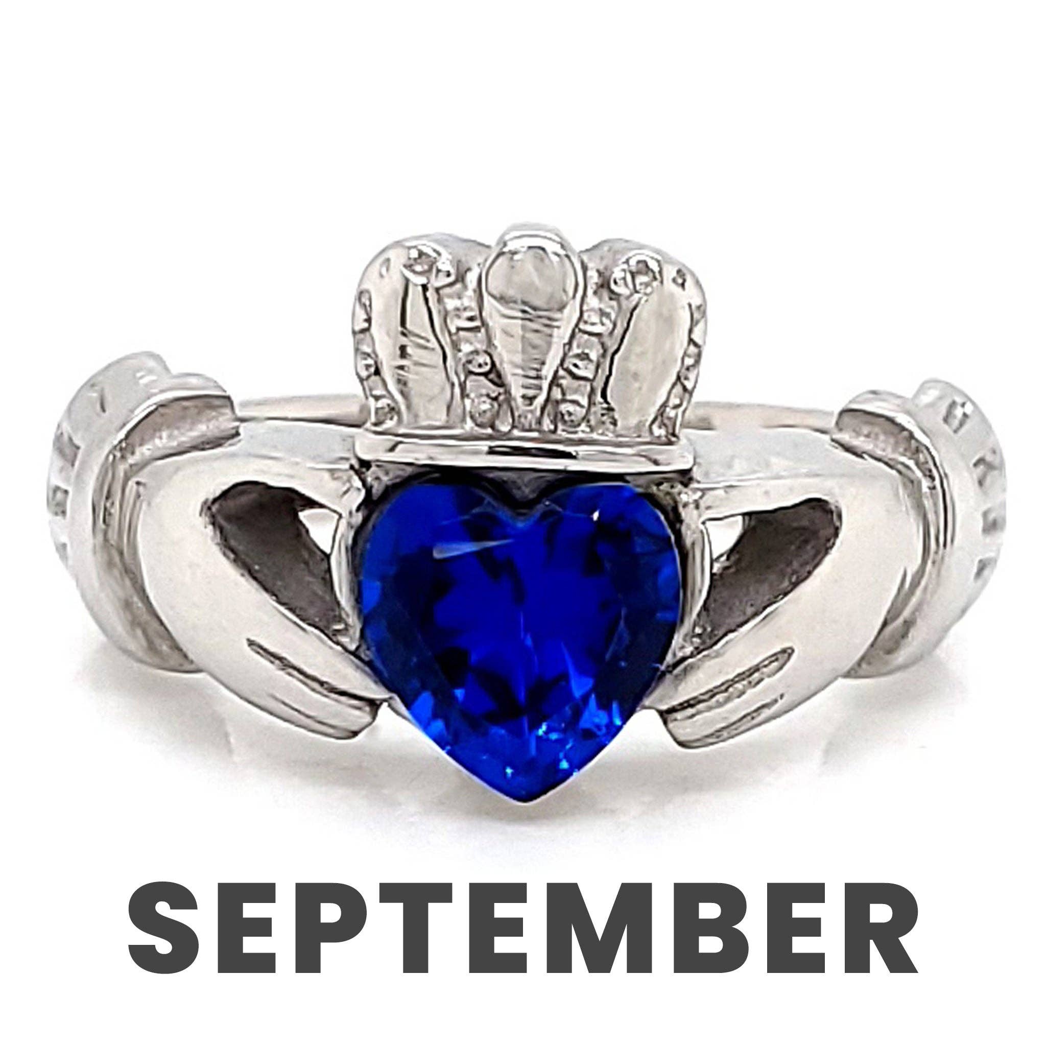 WJW – wholesale Multi-stone ring – White Gold over Brass Claddagh with CZ Birthstone Ring 24