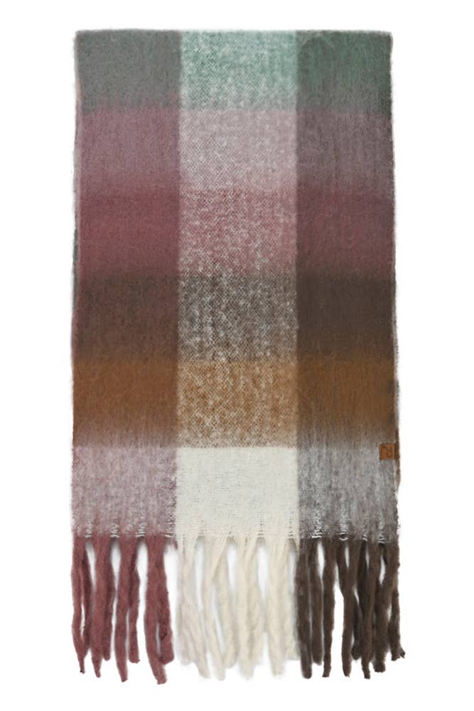 Hana - Wholesale Scarf - Women's - C.C Multi Color Block Plaid Check Pattern Woven Winter Scarf8