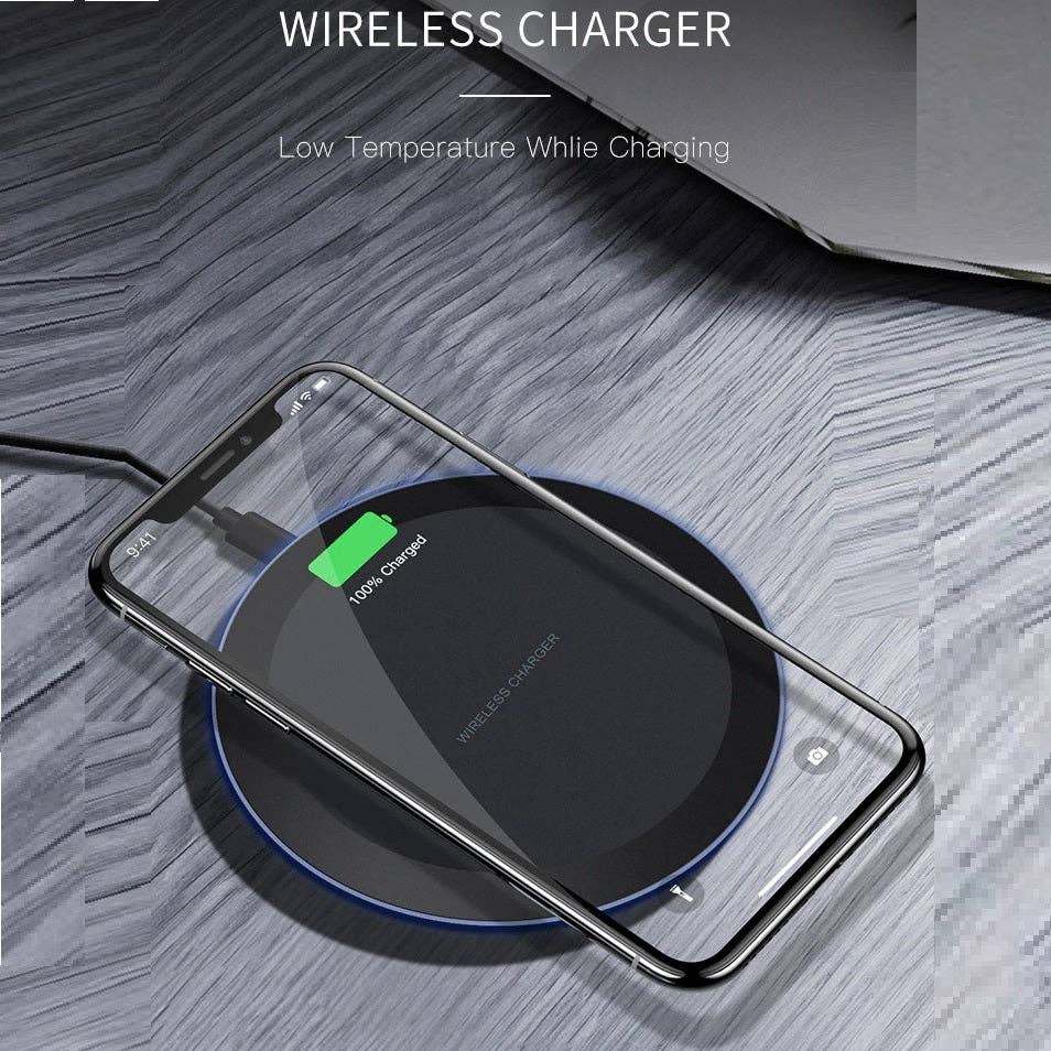 Black 10W Fast Wireless Charger Charging Pad For Qi Enabled Device for wholesale on Faire7