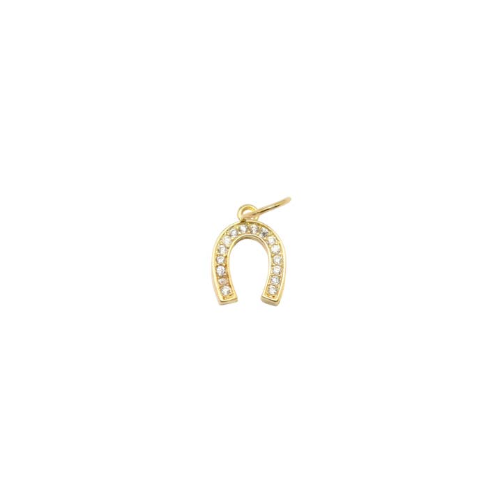 Gold Crystal Horseshoe Charm for wholesale by The Charm Bar Company