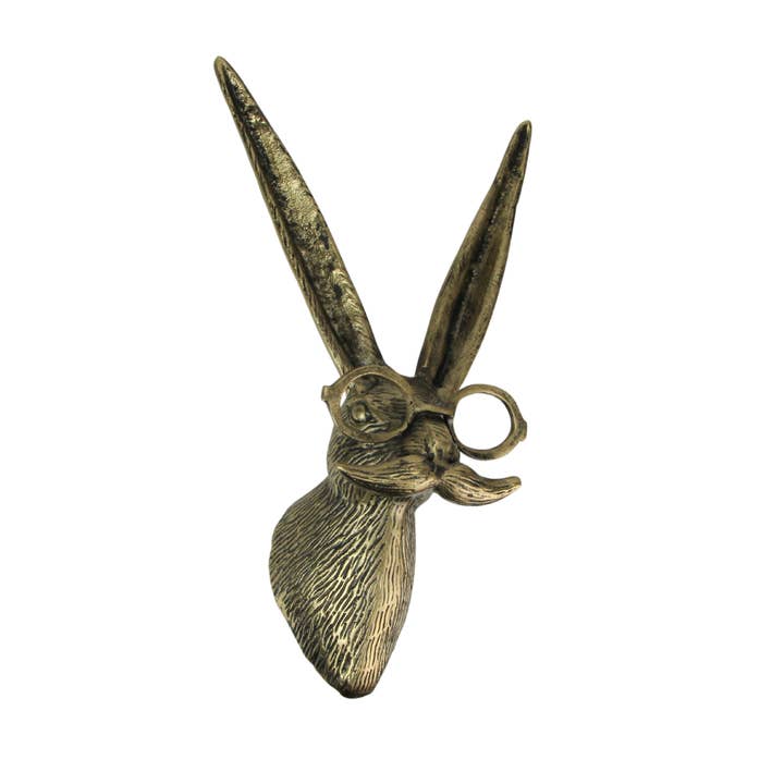 Gold Finish Hare Head Wall Hanging with Round Glasses  for wholesale by Zeckos