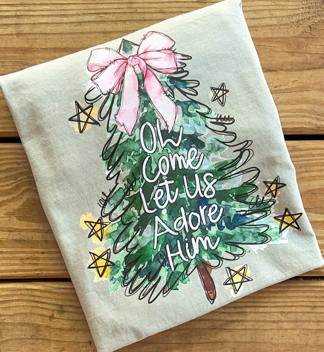 COTTON PRESS CO. - Wholesale Graphic Sweatshirt - Women's - O Come Let Us Adore Him - Comfort Colors0