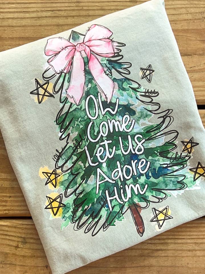 COTTON PRESS CO. - Wholesale Graphic Sweatshirt - Women's - O Come Let Us Adore Him - Comfort Colors