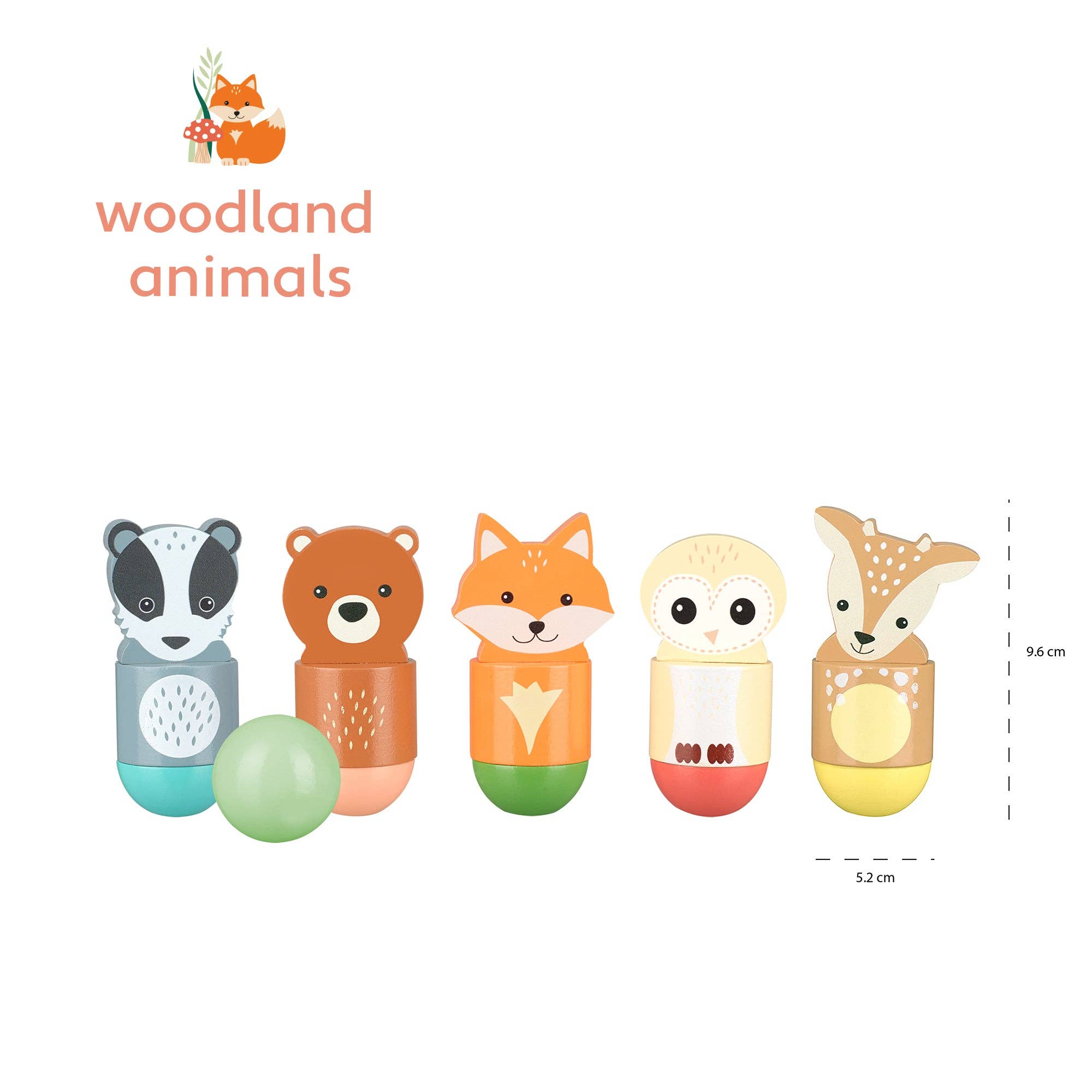 Orange Tree Toys – wholesale Wood toy – Child – Woodland Wooden Skittles1