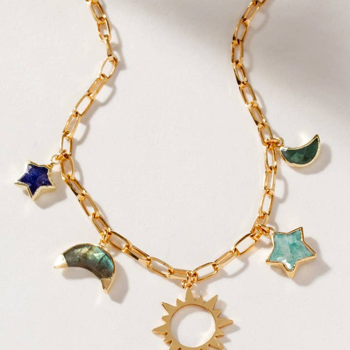 Lunar Charm Halskæde Guld Celestial Gem Vedhæng for engroshandel hos The Ramadan Edit