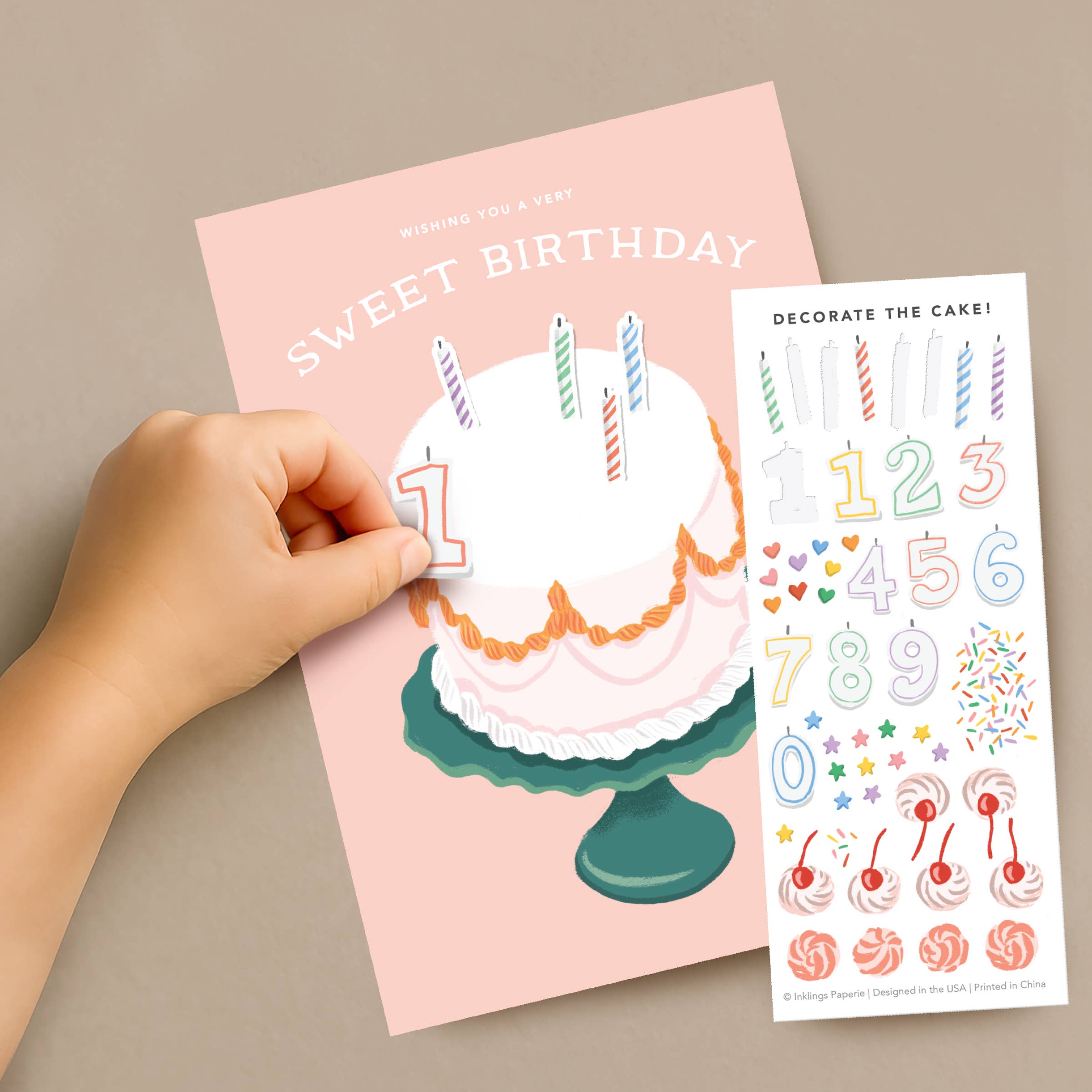 Inklings Paperie - Wholesale Birthday Card - Sticker Scene Card - Decorate a Cake9