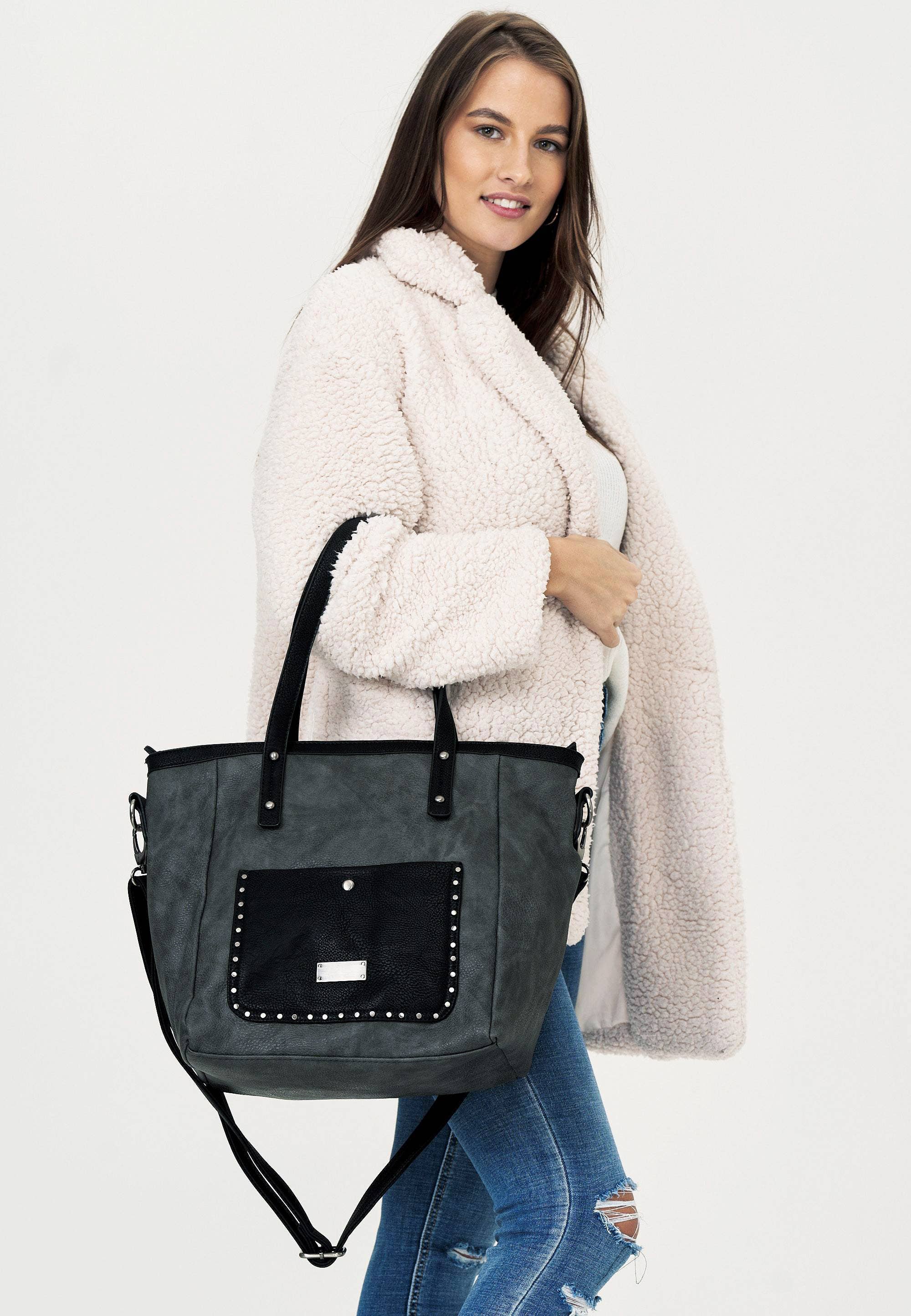 HJS - Wholesale Shoulder Bag - Women's - Studded handbag | modern city look1