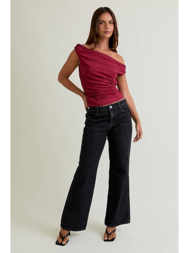 LE LIS - Wholesale Blouse - Women's - OFF THE SHOULDER TOP WITH RUCHING25