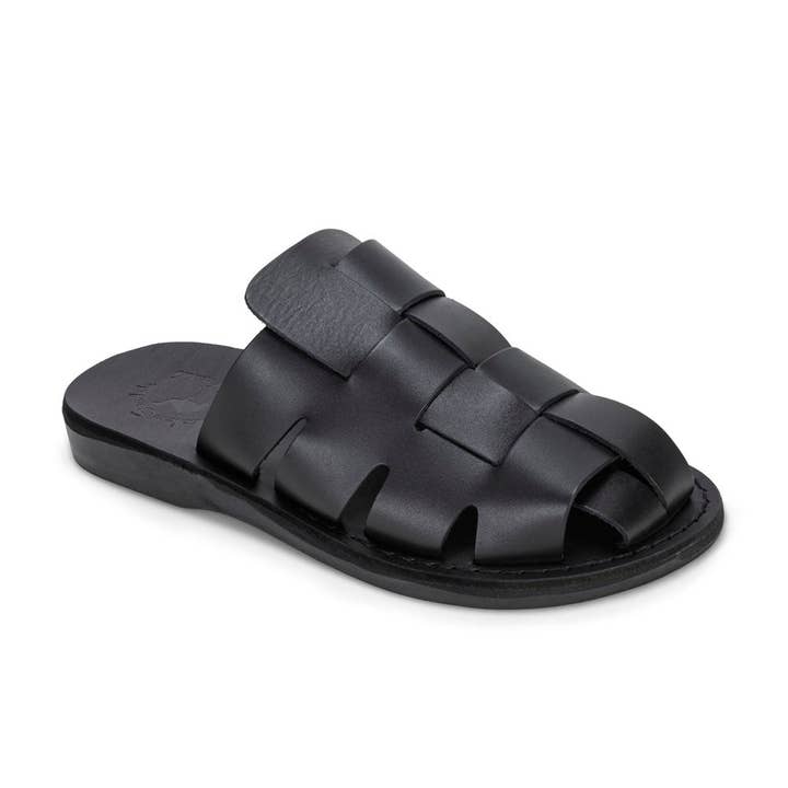 Sailor - Gevlochten muilslipper van leer | Zwart voor wholesale door Jerusalem Sandals