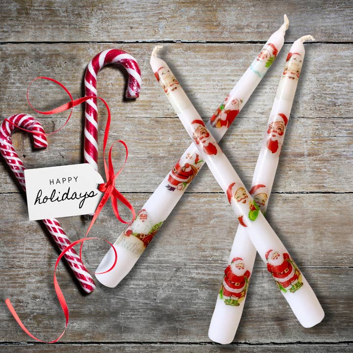 Designs by Michaela - Wholesale Tapered Candle/Candlestick - Vintage Inspired Santa Christmas Taper Candles Home Decor