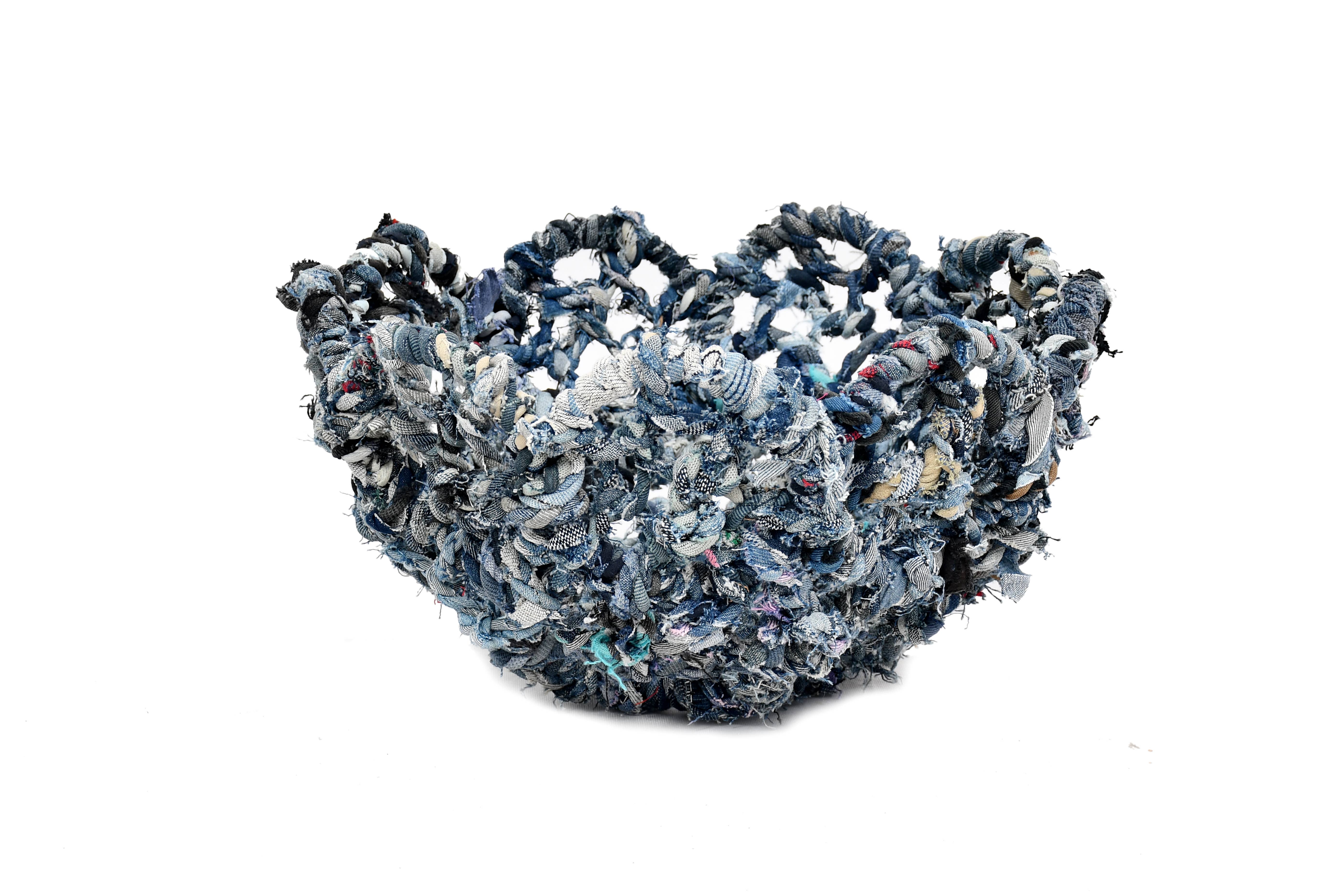 India Handicrafts Inc - Vendita all'ingrosso Cestini - Cestini per fiori in jeans in ferro, set di 33