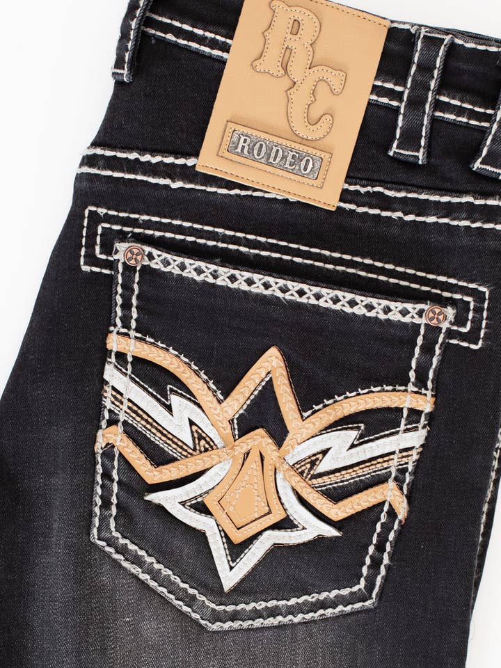 MEN'S COTTON/SPANDEX STRETCH FANCY SLIM STRAIGHT JEANS-RP500-507 for wholesale by Rodeo Clothing