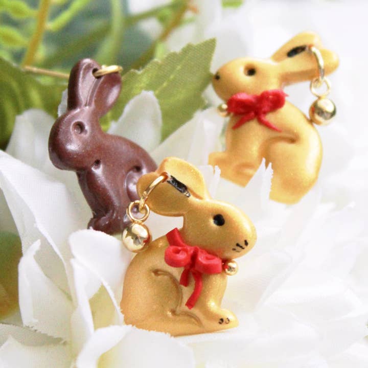 Studio Niani - Wholesale Dangle Earrings - Chocolate Bunny Earrings, Easter Earrings, Gold & Brown1