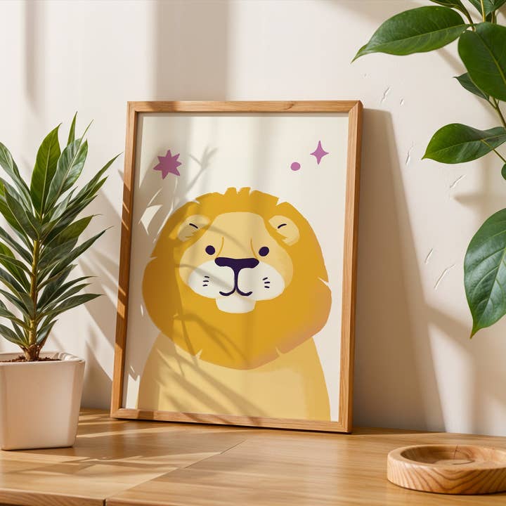 Lion Colourful Art Print for wholesale by Booth and Bear