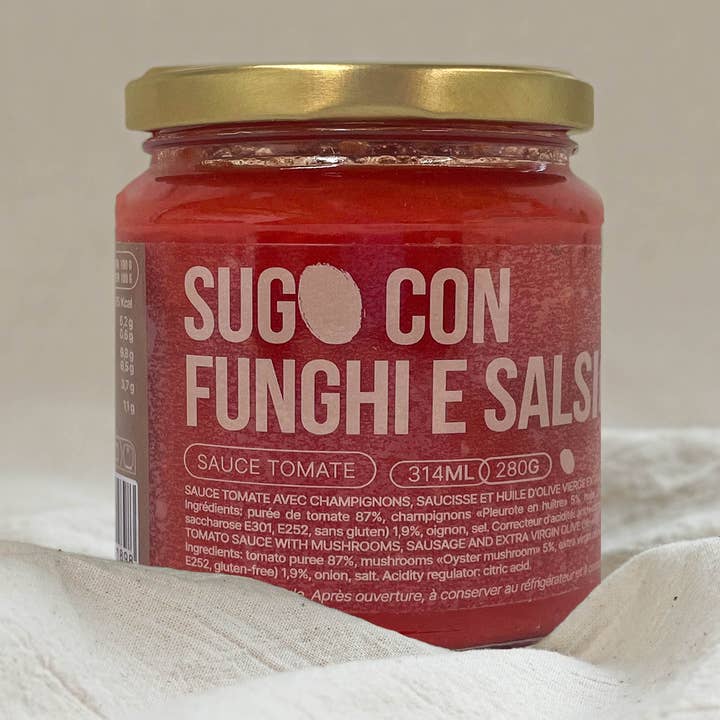 Sugo funghi e salsiccia - Sauce tomate champignons, saucisse et huile d'olive vierge extra (280g) pour la vente par OLIO DI SERRA