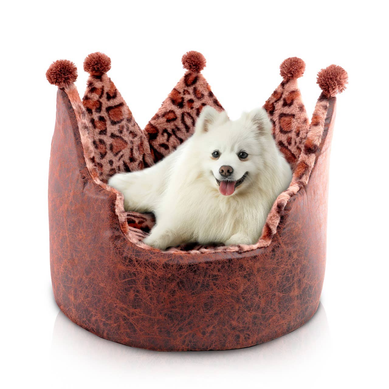 Precious Tails - Wholesale Pet Bed - Cat/Dog - Precious Tails Leopard Print Crown Pet Bed12