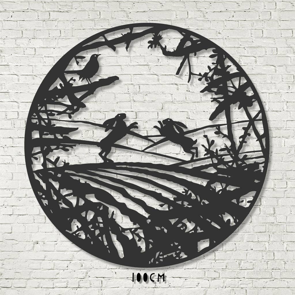 RAL 8019_Gris oscuro Decoración mural - Liebres boxeando en un campo de venta al por mayor en Faire0