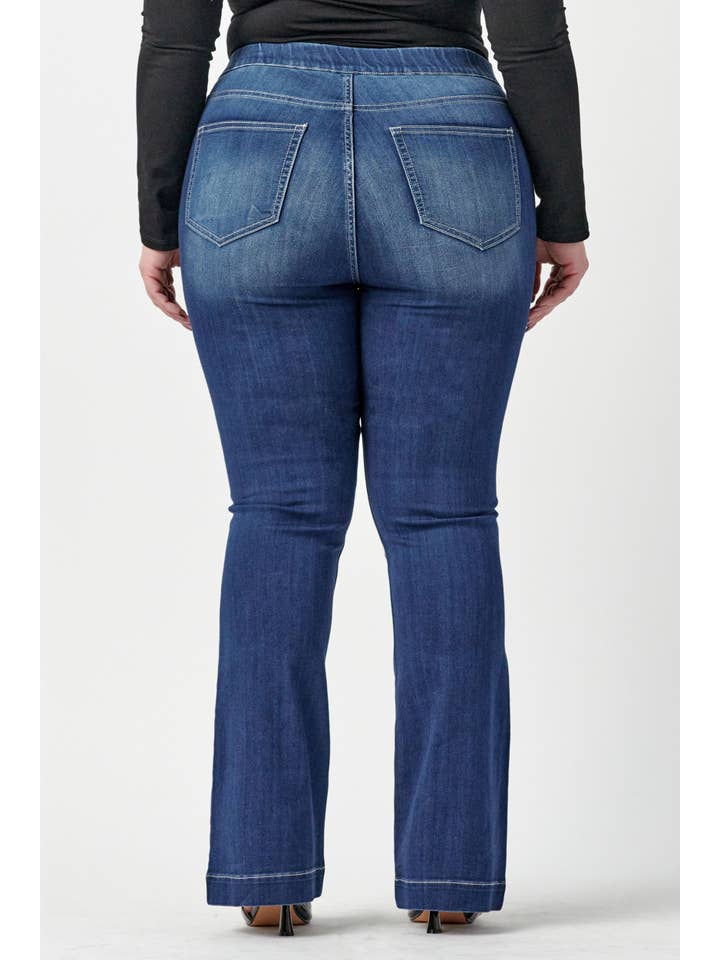 Cello Jeans - Wholesale Jeans - Women's - AB35324DKP Plus Mid Rise Dark Flare Jegging