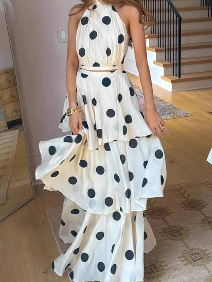 Vestido Halter con Volantes de Lunares para venta al por mayor de Mccolin