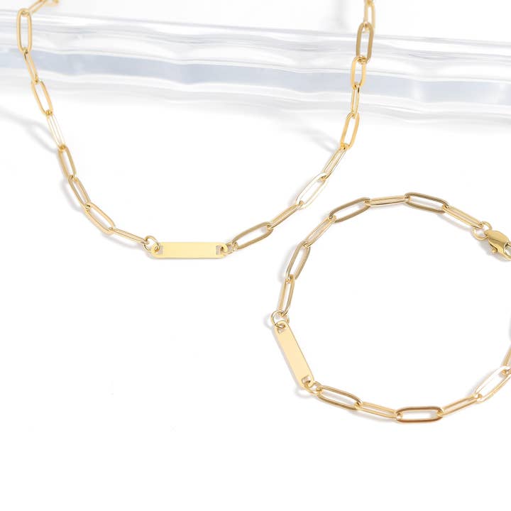 WJW - Wholesale Jewelry Set - 30pc 18K Gold PVD Coated Stainless Steel Paperclip Necklace