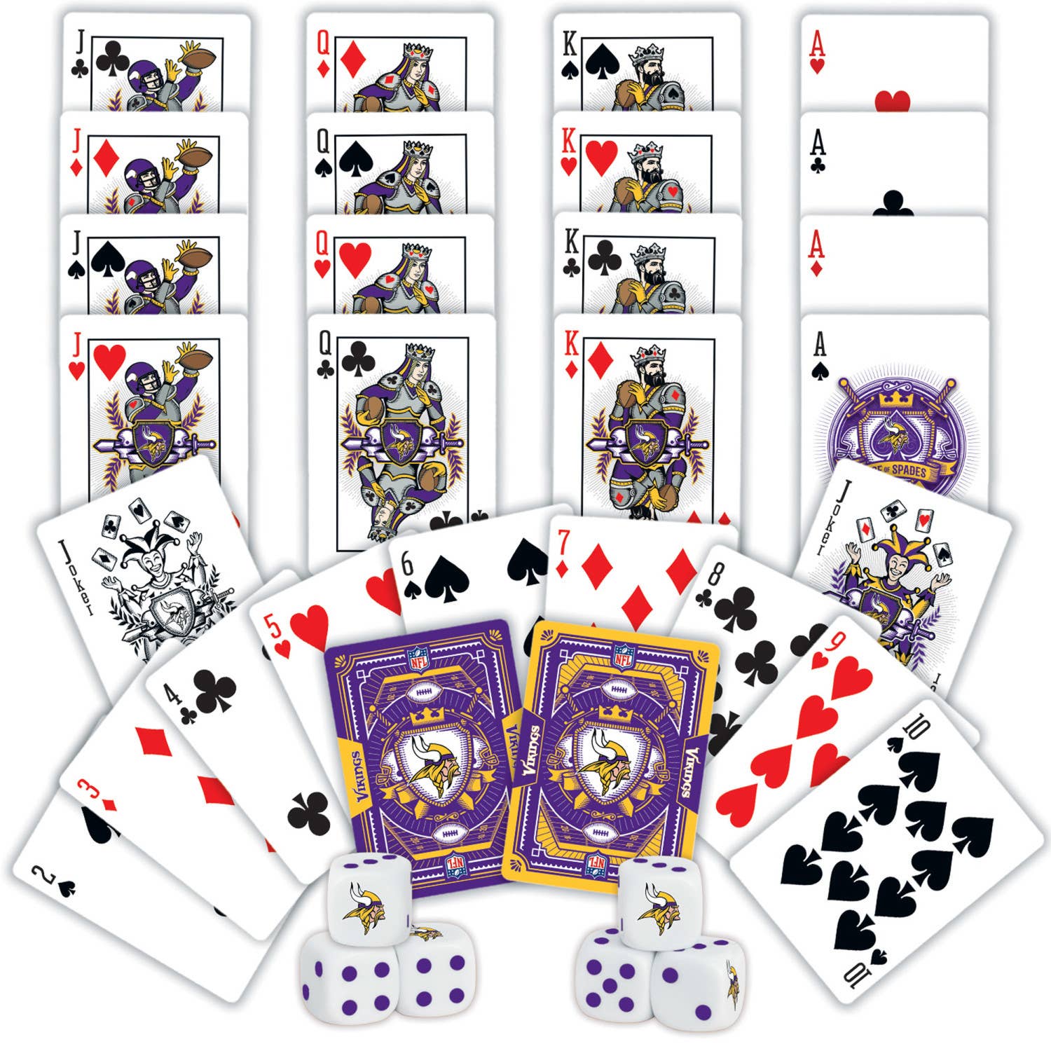Masterpieces Puzzles - Wholesale Playing Cards - Minnesota Vikings - 2-Pack Playing Cards & Dice Set1