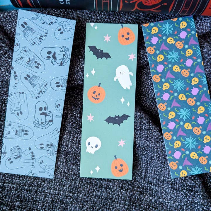 Halloween Bookmark Ghosts, Webs, Skulls, Pumpkins for wholesale by The Book Nerd Fox