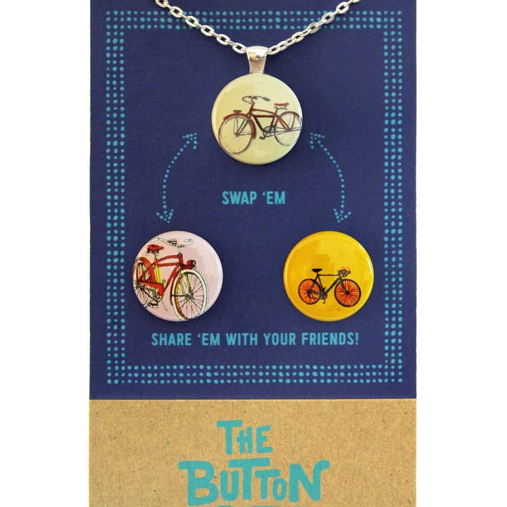 The Button Girl - Venta al por mayor Collares con colgantes/abalorios - Collar magnético con dos imanes intercambiables - Bicicletas