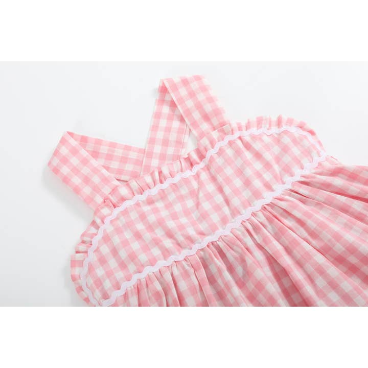 Lil Cactus - Wholesale Dress - Kids - Pink Gingham Check Layered Sundress