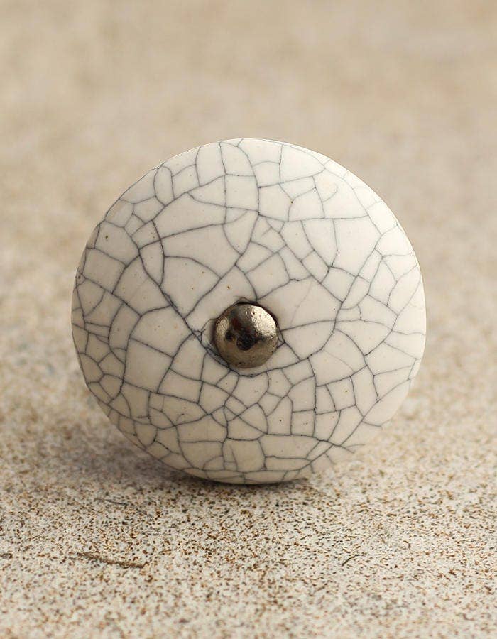 KNOBCO - Venta al por mayor Pomos/tiradores - Tiradores de cerámica blanca con diseño craquelado, pomos para cajones.4