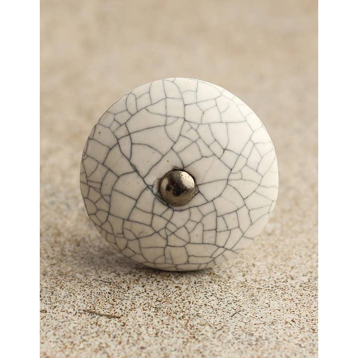KNOBCO - Vente Poignée/bouton - Boutons de meuble en céramique blanche à motif craquelé, boutons de tiroir4