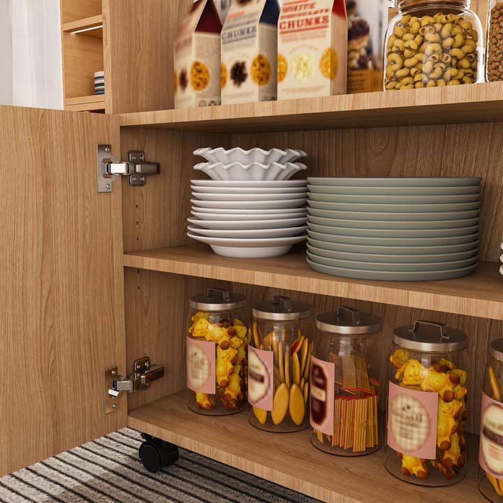 39F Inc. - Wholesale Side Table - Multi-Functional Folding Table with Storage Shelves and Wheels, 47 Inch Foldable Dining Table for Small Spaces, Compact Desk for Kitchen, Dorm, Office2