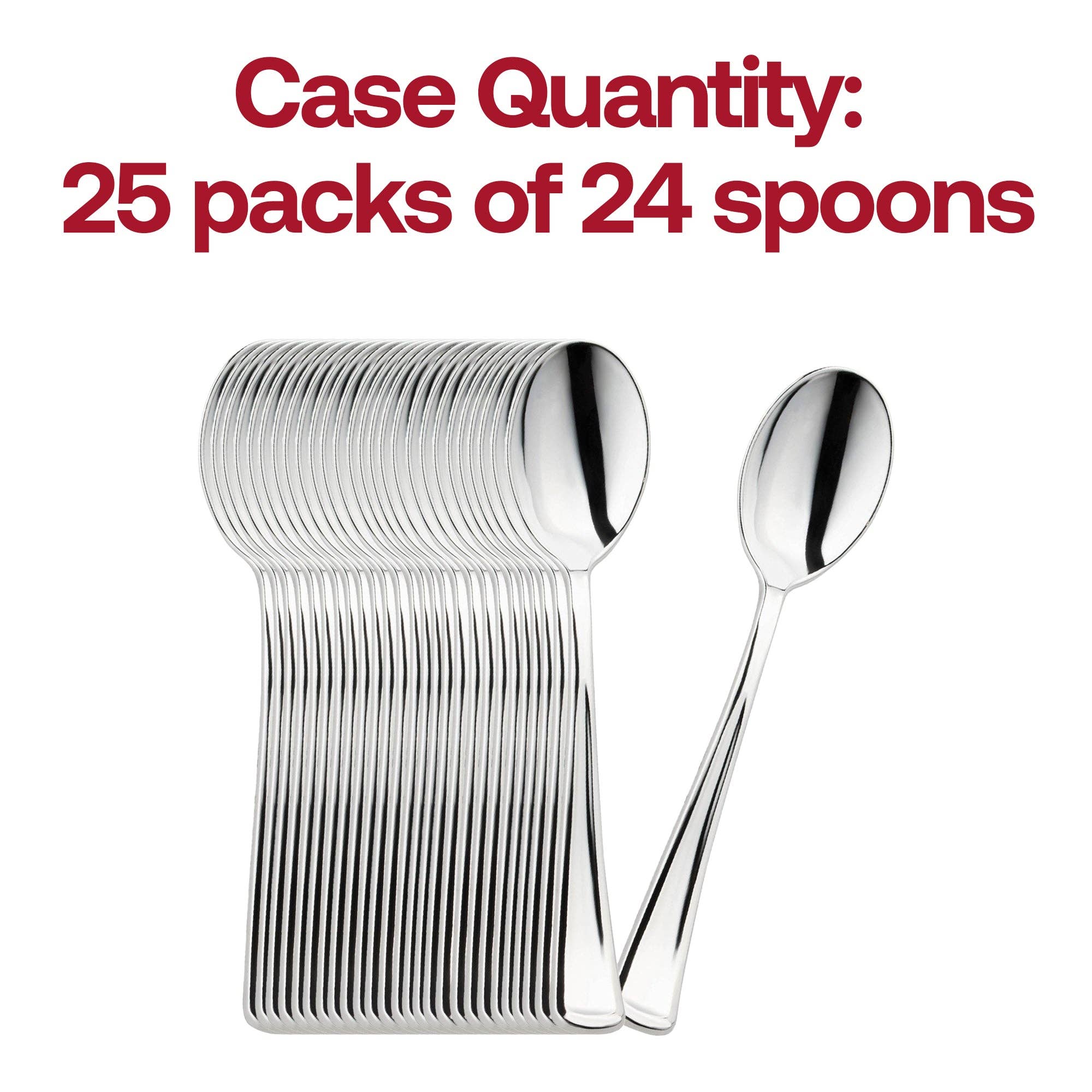 Smarty had a Party - Wholesale Table Spoon (Cutlery) - Shiny Metallic Silver Plastic Spoons - 24 pcs3