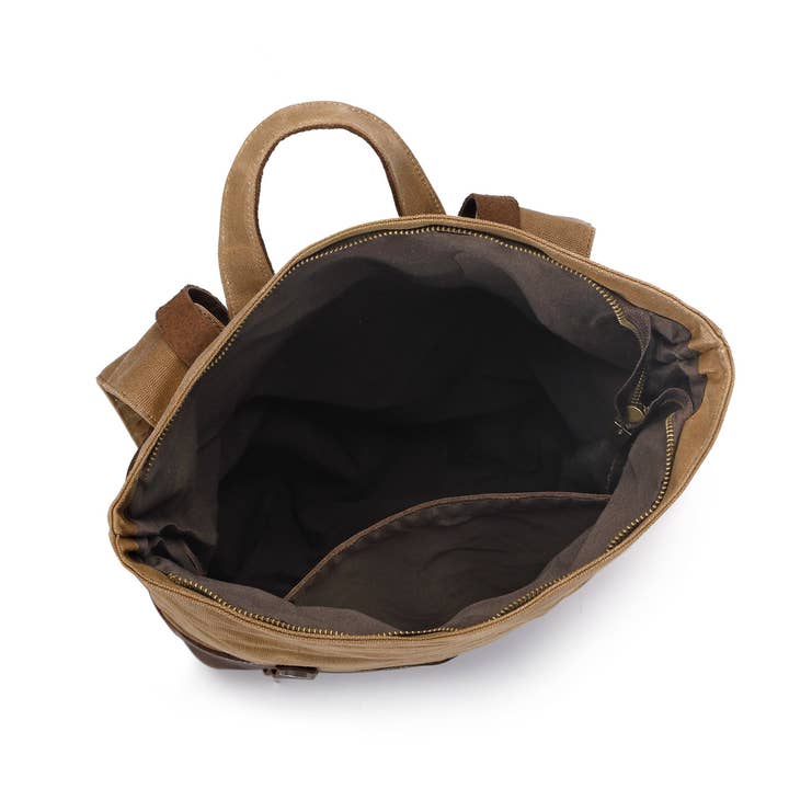 apocope.paris – Großhandel Rucksack – Herren – NES - Rucksack aus echtem Leder und beschichtetem Canvas - Camel5