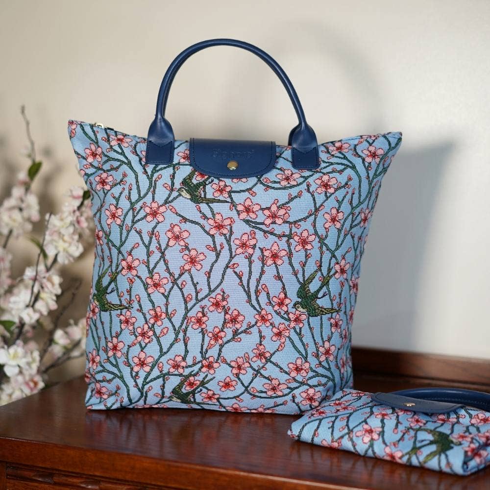 SignareArt - Vente Sacs de course/à provisions - FDAW-BLOS | SAC D'ÉPICERIE PLIABLE Almond Blossom And Swallow5