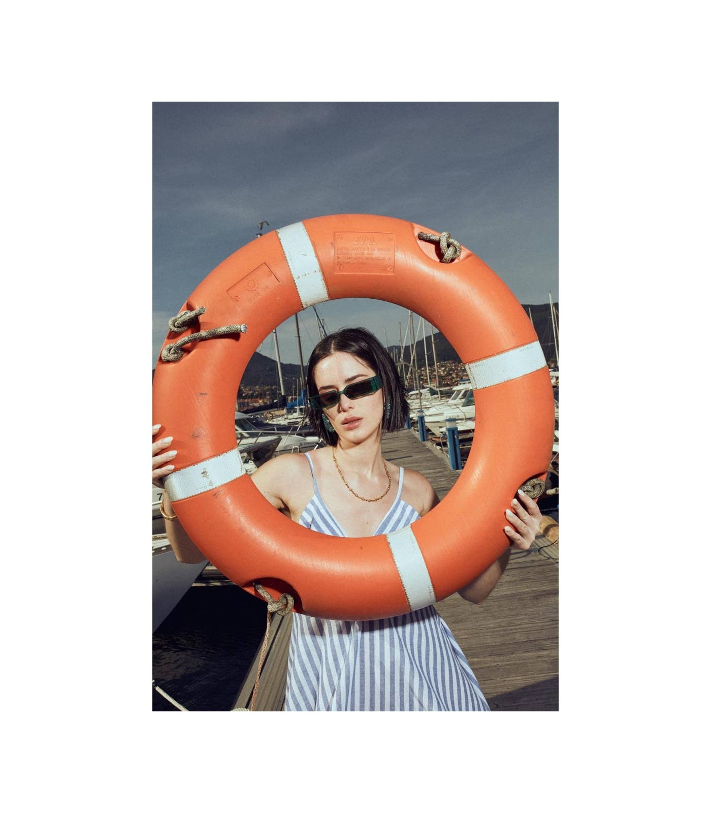 Blank Randig midiklänning i bomull med axelband för wholesale på Faire1