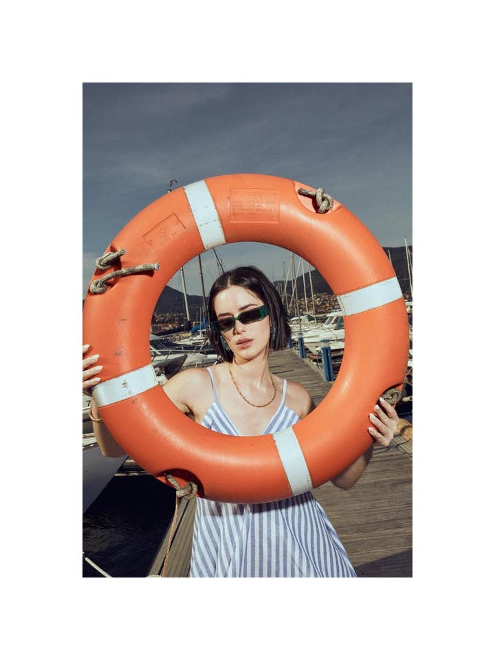 Blank Randig midiklänning i bomull med axelband för wholesale på Faire1