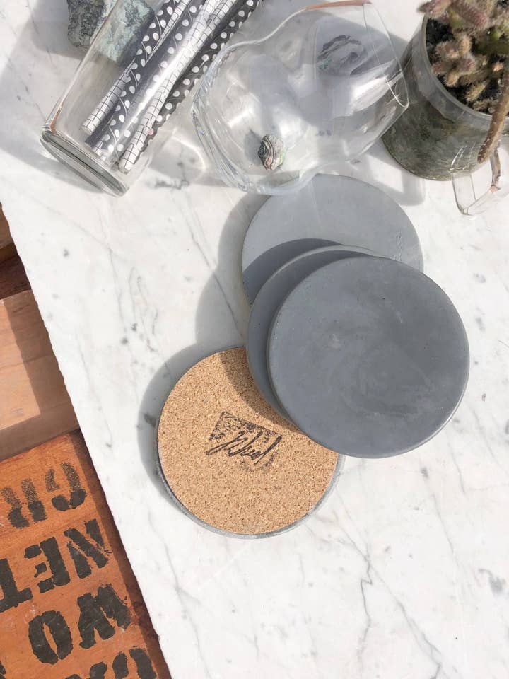 Charcoal Concrete Coaster (Set of Four) for wholesale by Made By Rheal