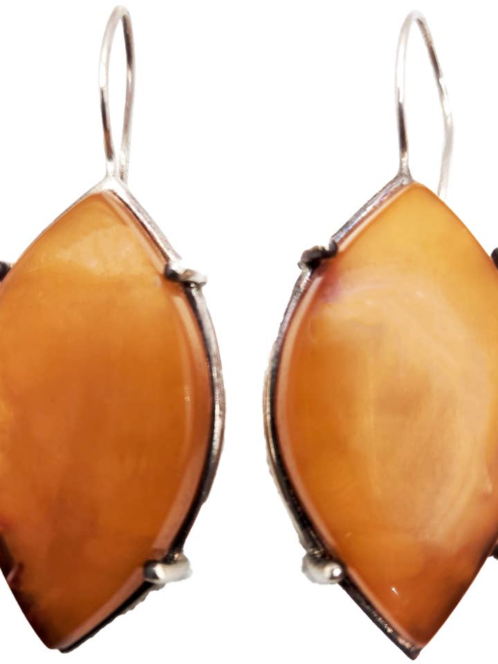 Brinco Teardrop Lemon Baltic Amber One of a Kind por atacado de Mia's Polish Treasures